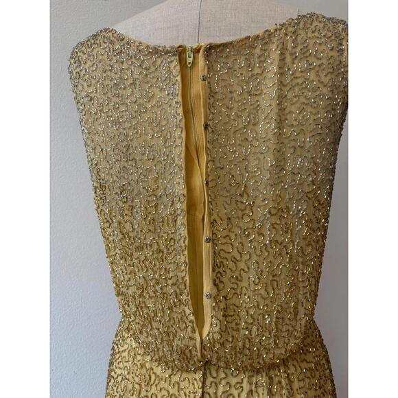 Vintage 1950s Ceil Chapman Gold Beaded Cocktail Dress - Picture 6 of 9